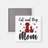 猫と犬お母さんの日パピーペット動物 マグネット (正面/裏面)