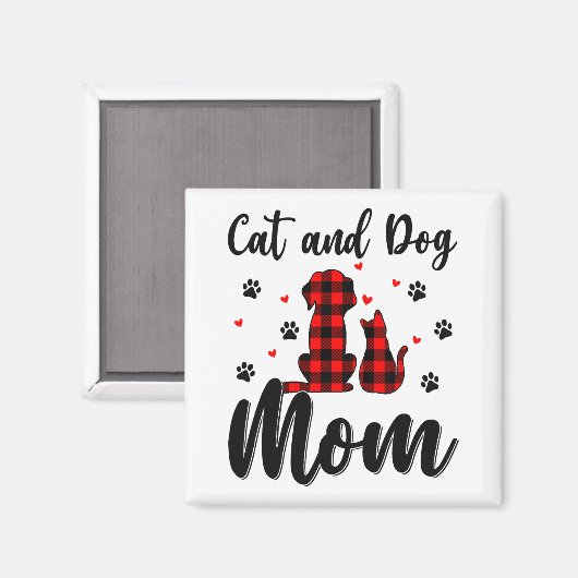 猫と犬お母さんの日パピーペット動物 マグネット (正面/裏面)