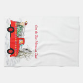 猫と犬がクリスマスツリーを取ってきた キッチンタオル (横)