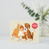 猫と犬がバレンタイン シーズンポストカード (スタンド正面)