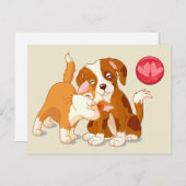 猫と犬がバレンタイン シーズンポストカード (正面/裏面)