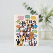 猫と犬が一番可愛いとおもしろい言う ポストカード (スタンド正面)