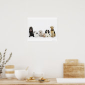 猫と犬が座っているポートレート ポスター (キッチン)