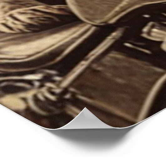 猫と犬が永遠に一緒にバイクもしくは自転車に乗る人 ポスター (角)