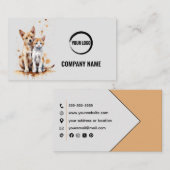 猫と犬が登場するペットケアビジネスカード 名刺 (正面/裏面)