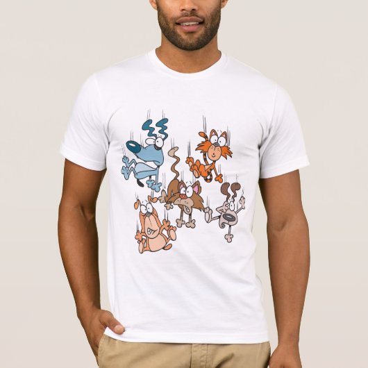 猫と犬が降る おかしいペット 嵐 Tシャツ (正面)