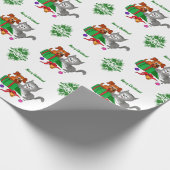 猫と犬でクリスマスを楽しむ ラッピングペーパー (角)