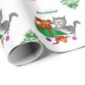 猫と犬でクリスマスを楽しむ ラッピングペーパー (ロールコーナー)