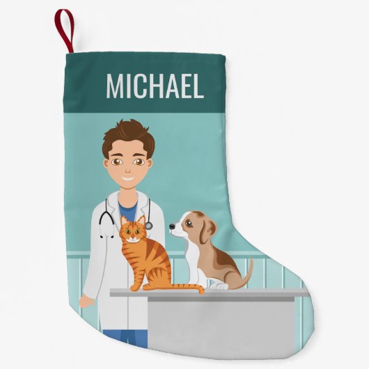 猫と犬と獣医 スモールクリスマスストッキング (正面)