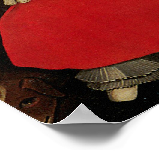 猫と犬と赤い服を着た少女 ポスター (角)