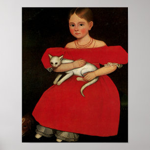 猫と犬と赤い服を着た少女 ポスター