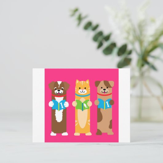 猫と犬のしおり ポストカード (スタンド正面)