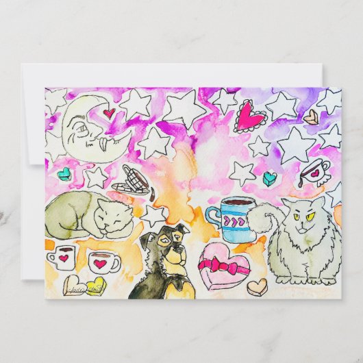 猫と犬のアート シーズンカード (正面)