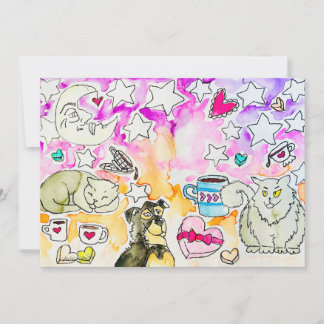 猫と犬のアート シーズンカード