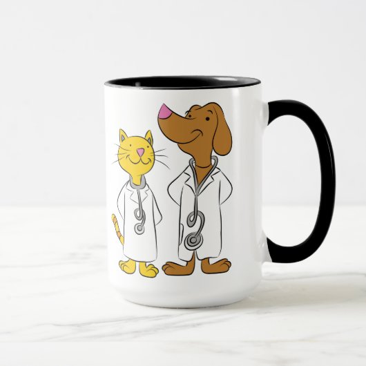 猫と犬のイラスト入り動物病院マグカップ マグカップ (右)