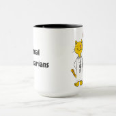 猫と犬のイラスト入り動物病院マグカップ マグカップ (中央)