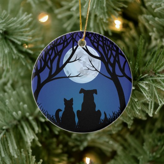 猫と犬のオーナメント ベストフレンド カスタムオーナメント セラミックオーナメント (ツリー)