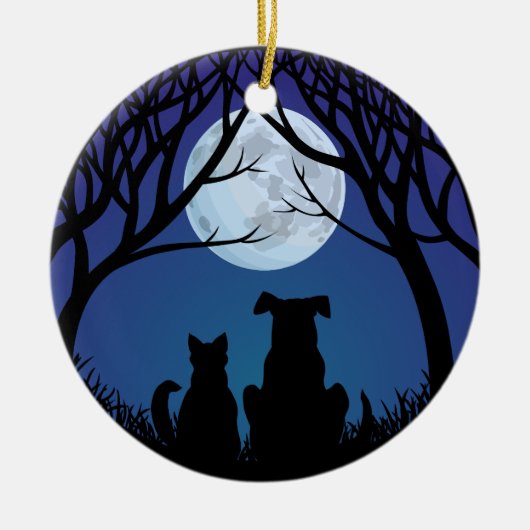 猫と犬のオーナメント ベストフレンド カスタムオーナメント セラミックオーナメント (正面)