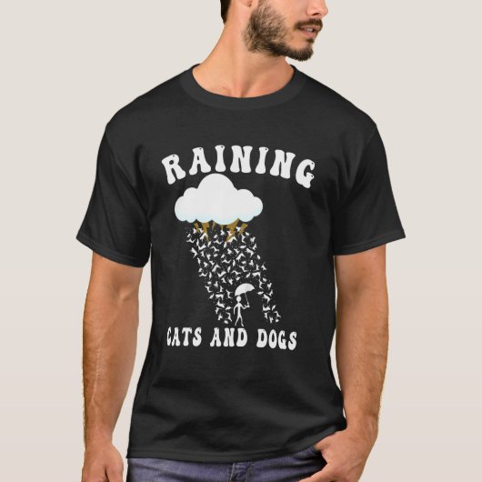 猫と犬のオーナーの雨 Tシャツ (正面)