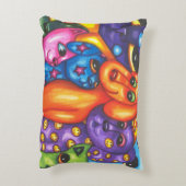 猫と犬のカラフル抽象芸術オリジナル動物アート アクセントクッション (裏面(縦))