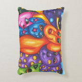 猫と犬のカラフル抽象芸術オリジナル動物アート アクセントクッション (正面(垂直))