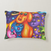 猫と犬のカラフル抽象芸術オリジナル動物アート アクセントクッション (裏面)