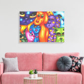 猫と犬のカラフル抽象芸術オリジナル動物アート キャンバスプリント (インサイチュ (リビング))