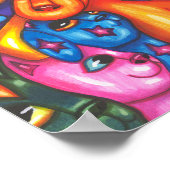 猫と犬のカラフル抽象芸術オリジナル動物アート ポスター (角)