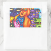 猫と犬のカラフル抽象芸術オリジナル動物アート 長方形シール (バッグ)