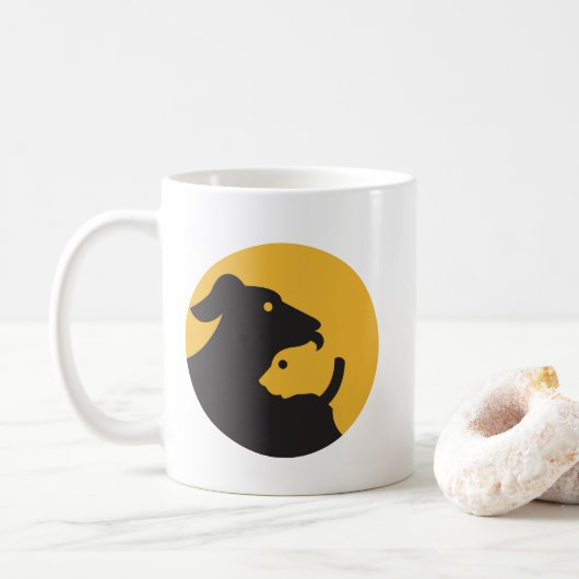 猫と犬のシルエット コーヒーマグカップ (ドーナツ)