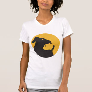 猫と犬のシルエット Tシャツ