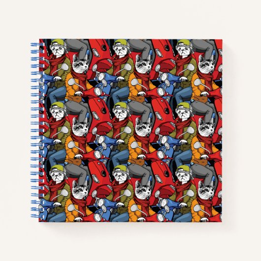 猫と犬のスクーター型 ノートブック (正面)