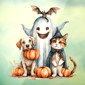 猫と犬のハロウィーンの窓が引っ掛かる ウィンドウサイン (シート3)