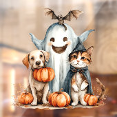 猫と犬のハロウィーンの窓が引っ掛かる ウィンドウサイン (シート2)