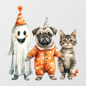 猫と犬のハロウィーンの窓が引っ掛かる ウィンドウサイン (シート)