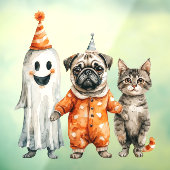猫と犬のハロウィーンの窓が引っ掛かる ウィンドウサイン (シート3)