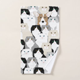 猫と犬のハンドタオル ハンドタオル
