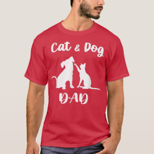 猫と犬のパパペット動物愛犬パピー男性へ Tシャツ