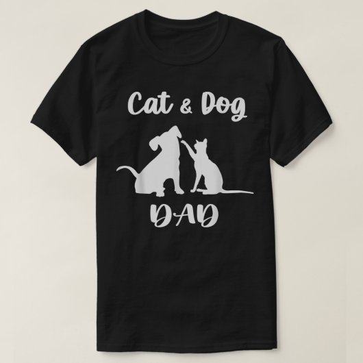 猫と犬のパパペット動物愛男性へ好家  Tシャツ (デザイン正面)