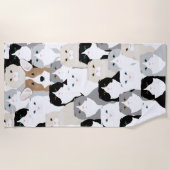 猫と犬のビーチ ビーチタオル (正面)