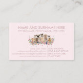 猫と犬のピンクの花柄デザイン 名刺 (裏面)