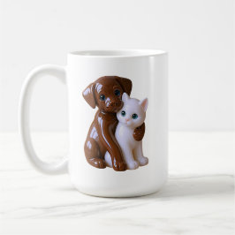 猫と犬のフィギュアスタイル コーヒーマグカップ