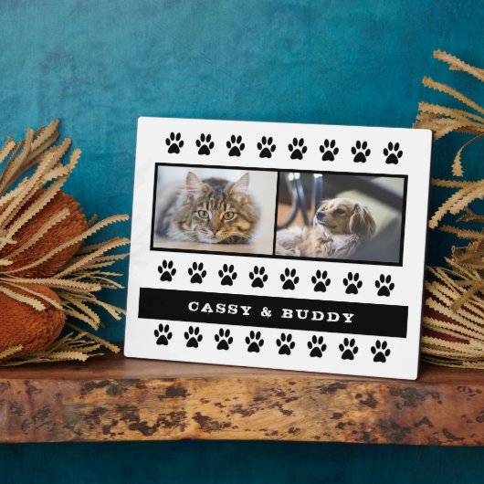 猫と犬のペットの手のプリント2写真 フォトプラーク (側面)