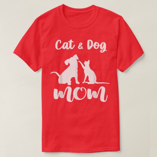 猫と犬のママペット動物の愛情女性のための子犬 Tシャツ (デザイン正面)