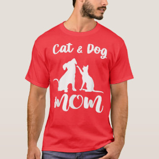 猫と犬のママペット動物の愛情女性のための子犬 Tシャツ