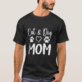猫と犬のママ ペット愛好家 女性 ママ 母 Tシャツ