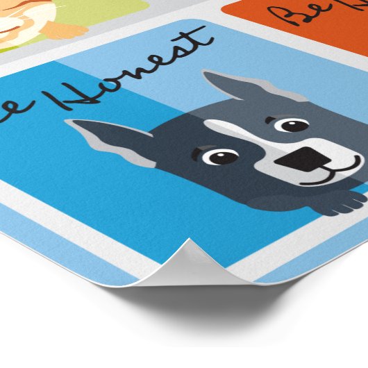 猫と犬のモダンカラーボックスを常に自分らしく ポスター (角)