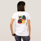 猫と犬のリージングフリース_フリスキーな友人_ハート – ポー Tシャツ (裏面フル)