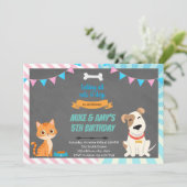 猫と犬の共同パーティー招待状 招待状 (スタンド正面)