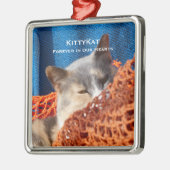 猫と犬の写真のプレミアパーソナライズされたムメモリ メタルオーナメント (左)